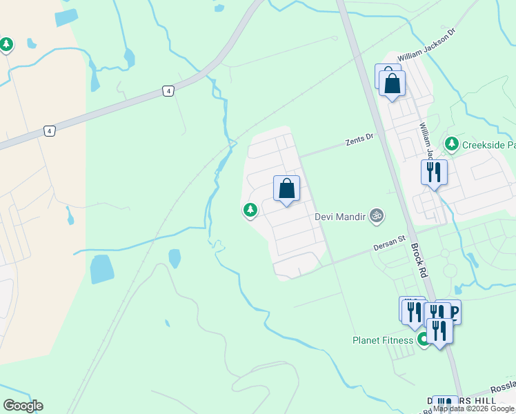 map of restaurants, bars, coffee shops, grocery stores, and more near 1510 Bruny Avenue in Pickering