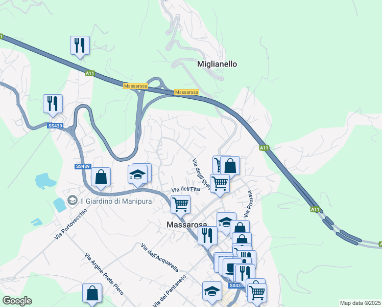 map of restaurants, bars, coffee shops, grocery stores, and more near 635 Via degli Sterpeti in Massarosa
