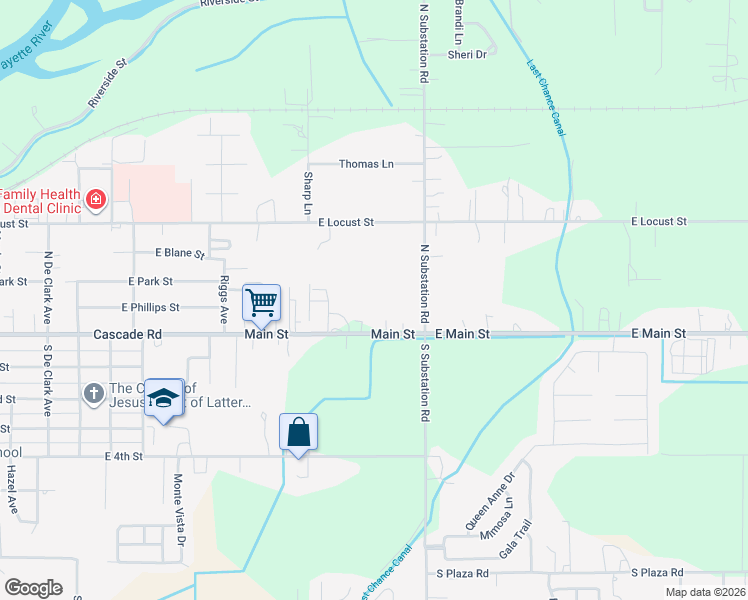 map of restaurants, bars, coffee shops, grocery stores, and more near 1886 East Main Street in Emmett