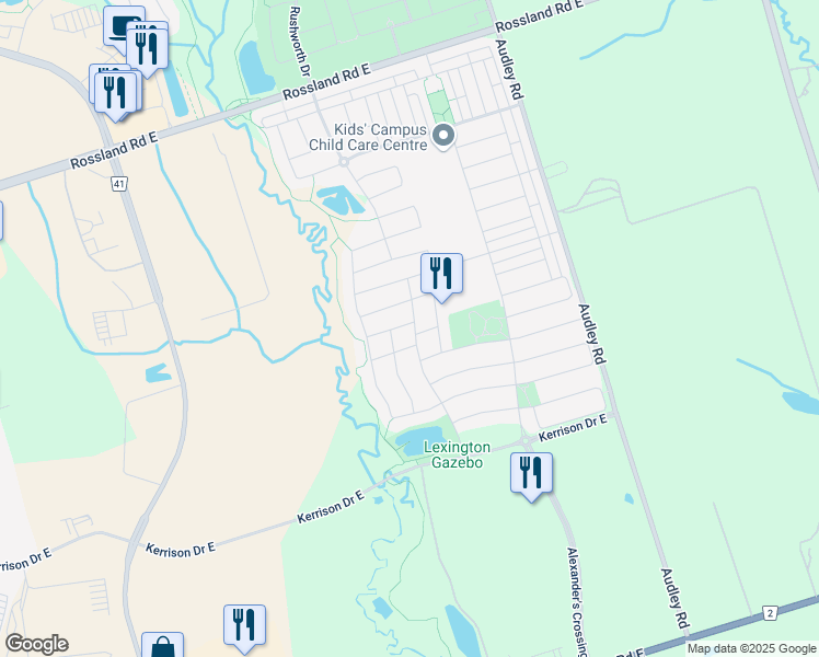 map of restaurants, bars, coffee shops, grocery stores, and more near in Ajax