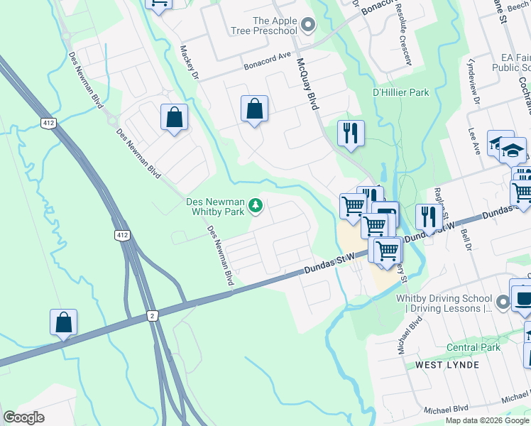 map of restaurants, bars, coffee shops, grocery stores, and more near 10 Capstan Court in Whitby
