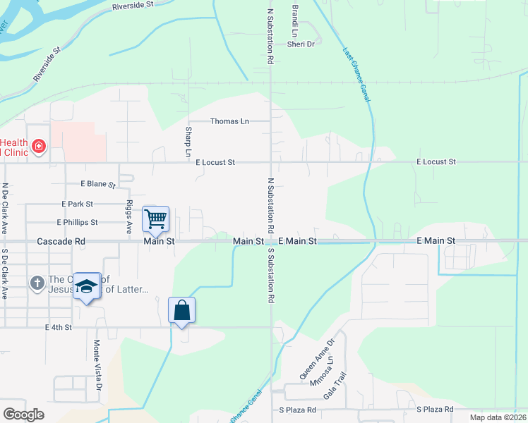 map of restaurants, bars, coffee shops, grocery stores, and more near 321 North Substation Road in Emmett