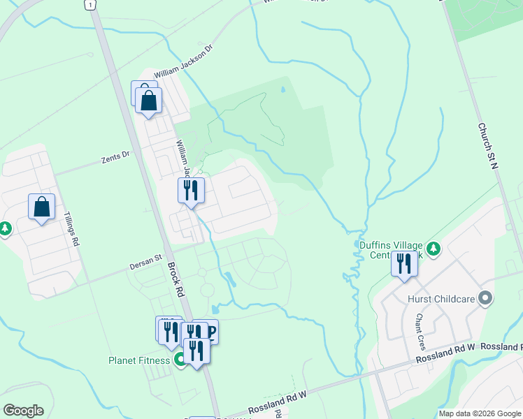 map of restaurants, bars, coffee shops, grocery stores, and more near 1834 Liatris Drive in Pickering