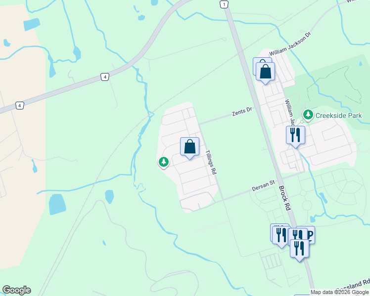 map of restaurants, bars, coffee shops, grocery stores, and more near 1544 Bruny Avenue in Pickering