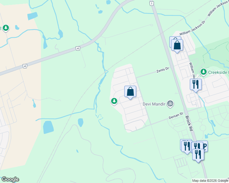 map of restaurants, bars, coffee shops, grocery stores, and more near 1595 Winville Road in Pickering