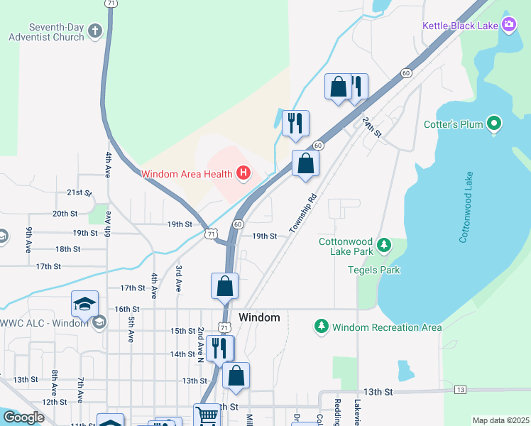 map of restaurants, bars, coffee shops, grocery stores, and more near 2155 1st Ave N in Windom