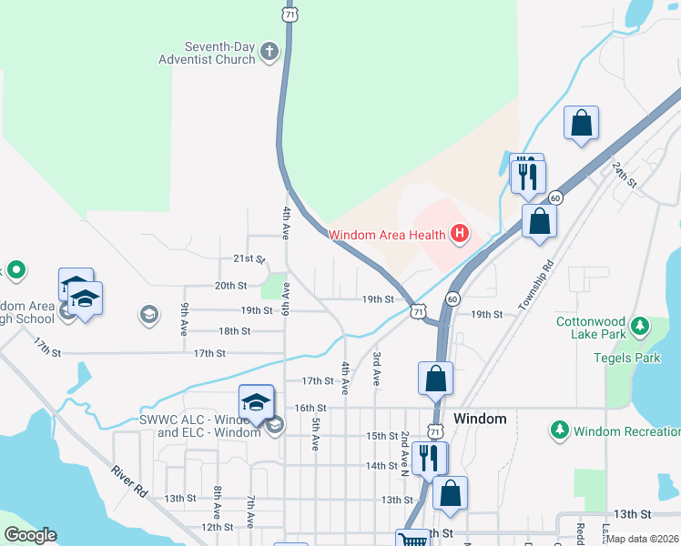 map of restaurants, bars, coffee shops, grocery stores, and more near 430 19th Street in Windom