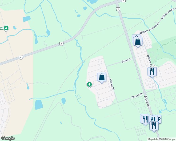 map of restaurants, bars, coffee shops, grocery stores, and more near 1562 Brandy Court in Pickering