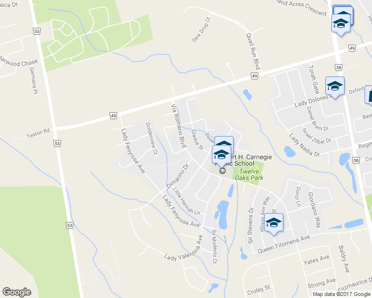 map of restaurants, bars, coffee shops, grocery stores, and more near 651 Via Romano Boulevard in Vaughan