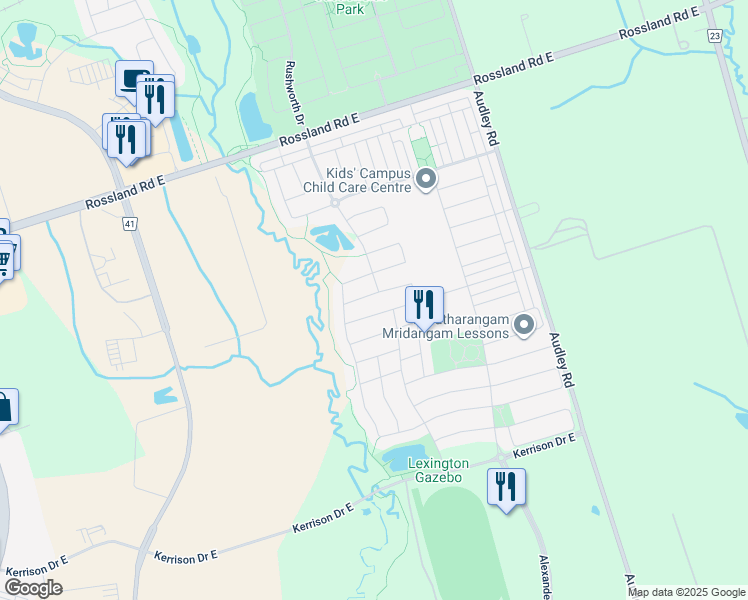 map of restaurants, bars, coffee shops, grocery stores, and more near in Ajax