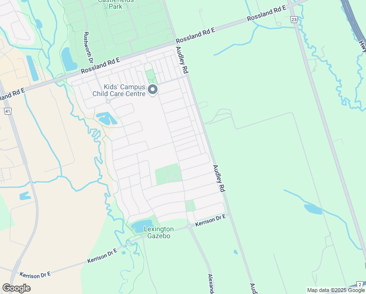 map of restaurants, bars, coffee shops, grocery stores, and more near 66 Barnfield Crescent in Ajax