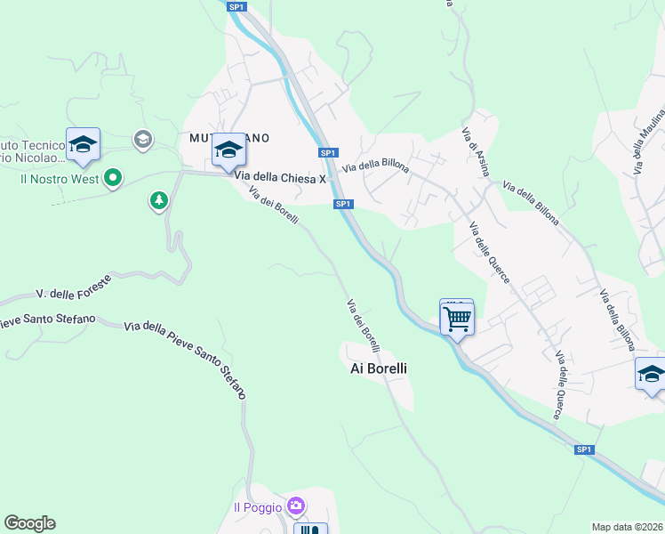 map of restaurants, bars, coffee shops, grocery stores, and more near 4214 Via per Camaiore in Lucca