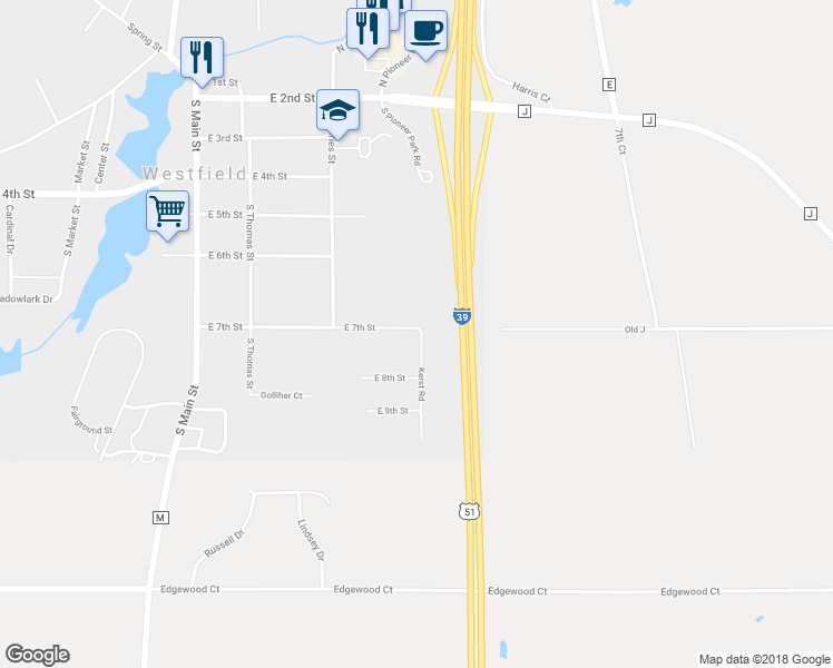 map of restaurants, bars, coffee shops, grocery stores, and more near 709 Kerst Road in Westfield
