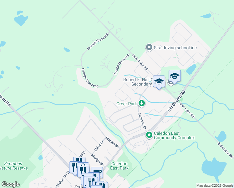map of restaurants, bars, coffee shops, grocery stores, and more near 43 McCandless Court in Regional Municipality of Peel