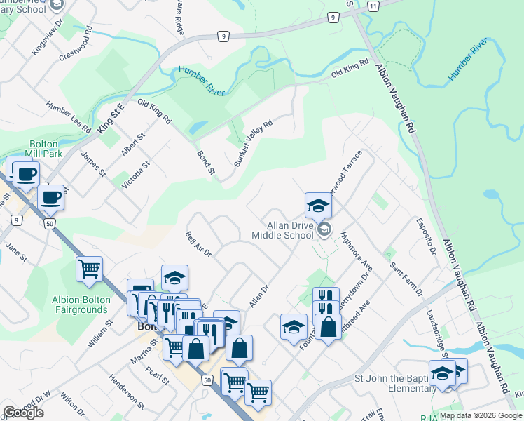 map of restaurants, bars, coffee shops, grocery stores, and more near in Bolton