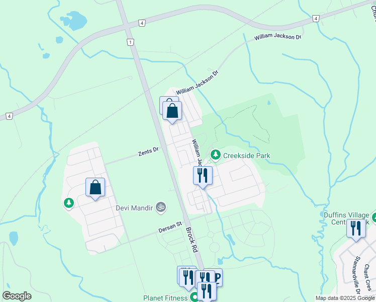 map of restaurants, bars, coffee shops, grocery stores, and more near in Pickering