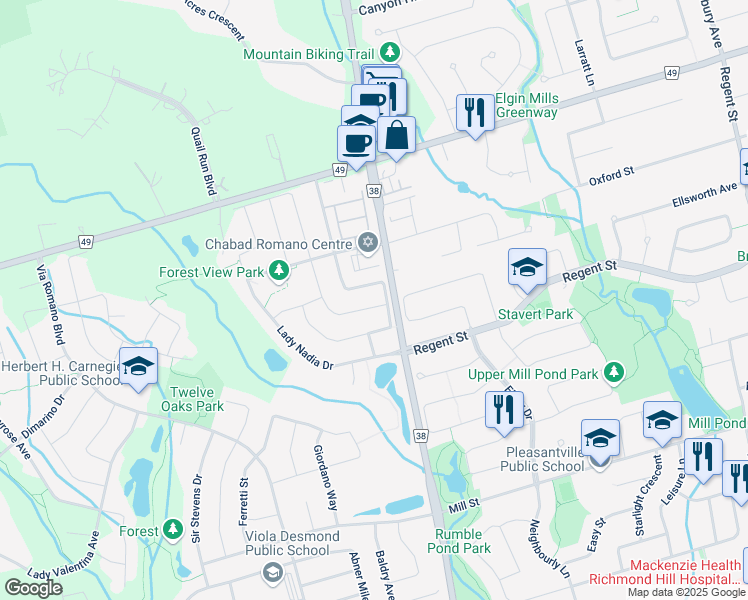 map of restaurants, bars, coffee shops, grocery stores, and more near 10 Daniel Bram Drive in Vaughan