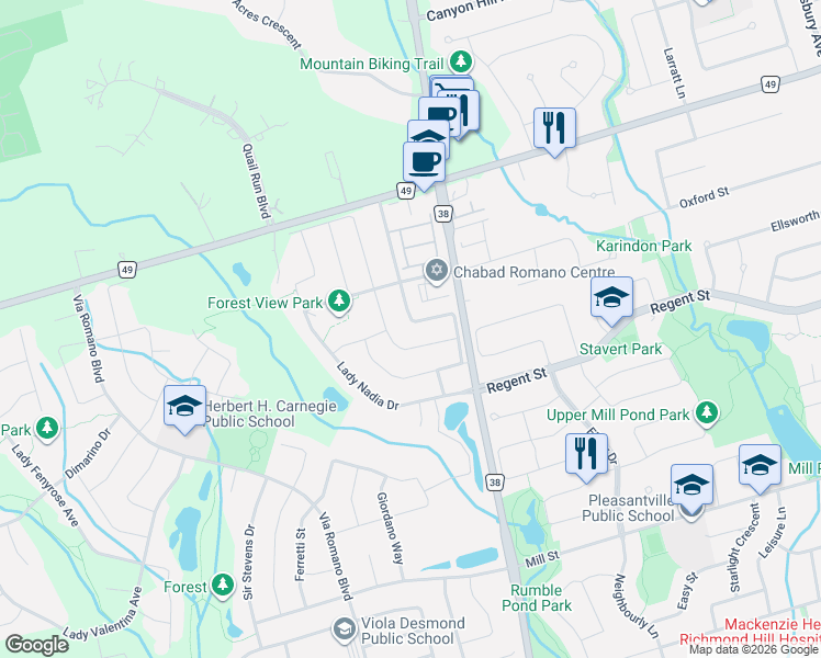 map of restaurants, bars, coffee shops, grocery stores, and more near 42 Israel Zilber Drive in Vaughan