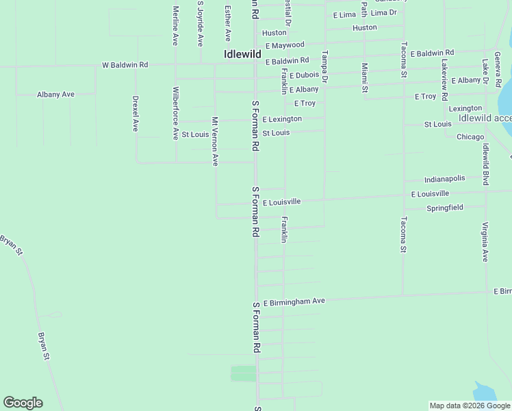 map of restaurants, bars, coffee shops, grocery stores, and more near 7273 South Forman Road in Idlewild