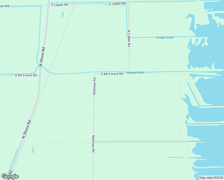 map of restaurants, bars, coffee shops, grocery stores, and more near 4962 Maloney Road in Pinconning