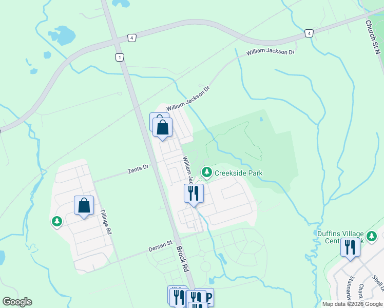 map of restaurants, bars, coffee shops, grocery stores, and more near 2635 William Jackson Drive in Pickering