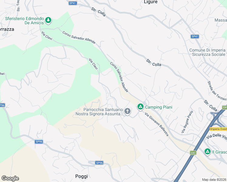 map of restaurants, bars, coffee shops, grocery stores, and more near Via degli Orti in Imperia