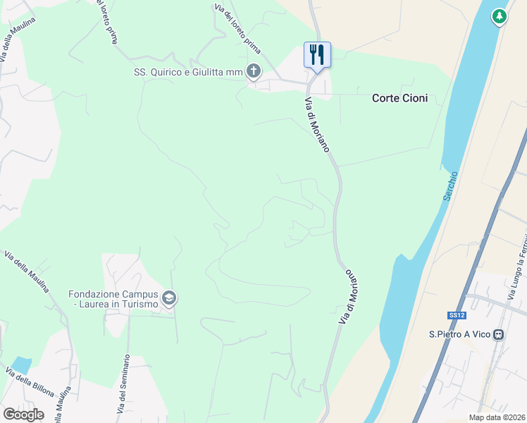 map of restaurants, bars, coffee shops, grocery stores, and more near 361 Via di Santarlascio in Lucca