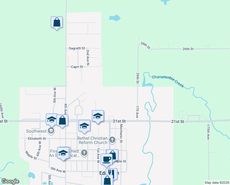 map of restaurants, bars, coffee shops, grocery stores, and more near 200 Spring View Drive in Edgerton