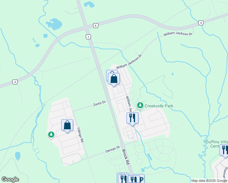 map of restaurants, bars, coffee shops, grocery stores, and more near 2663 Jackpine Crossing in Pickering