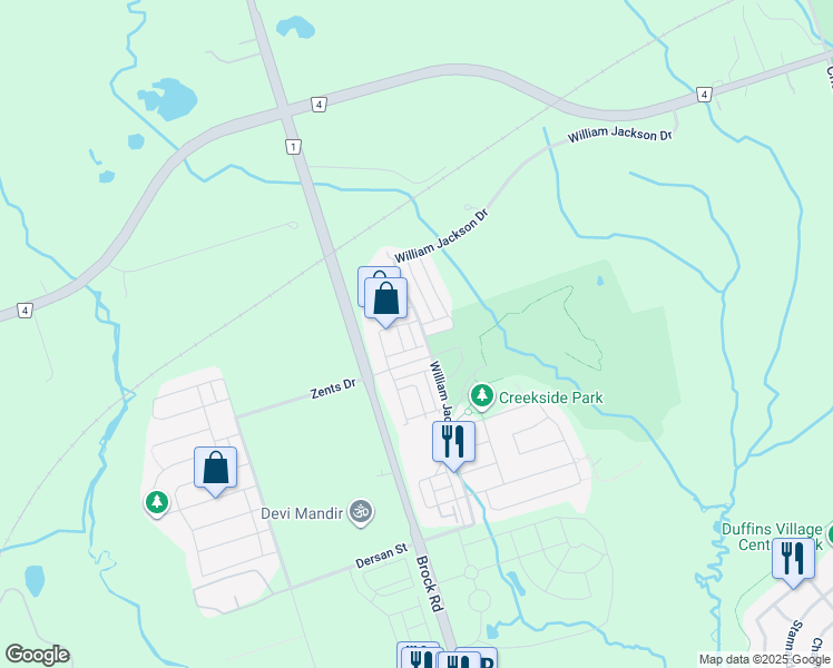 map of restaurants, bars, coffee shops, grocery stores, and more near in Pickering