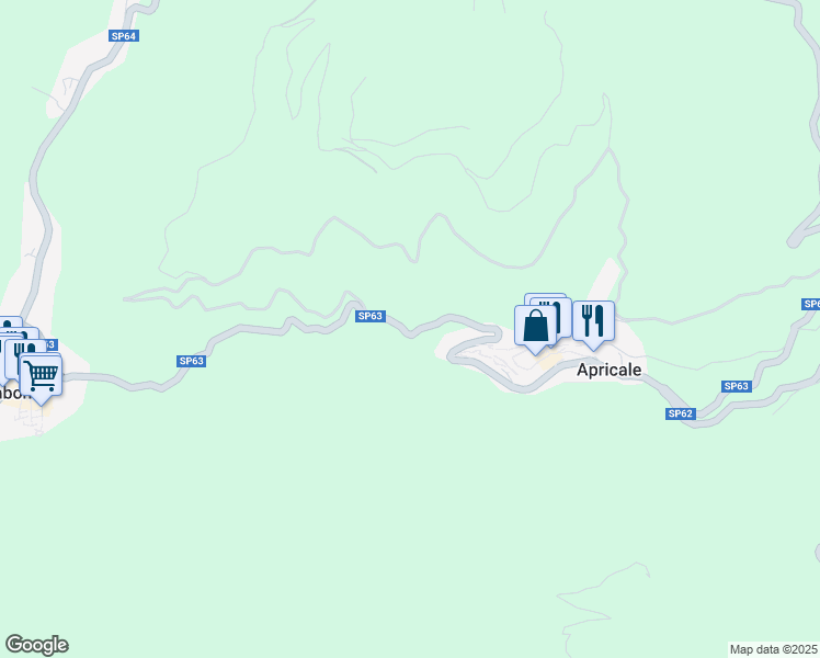 map of restaurants, bars, coffee shops, grocery stores, and more near Strada Provinciale 63 in Apricale