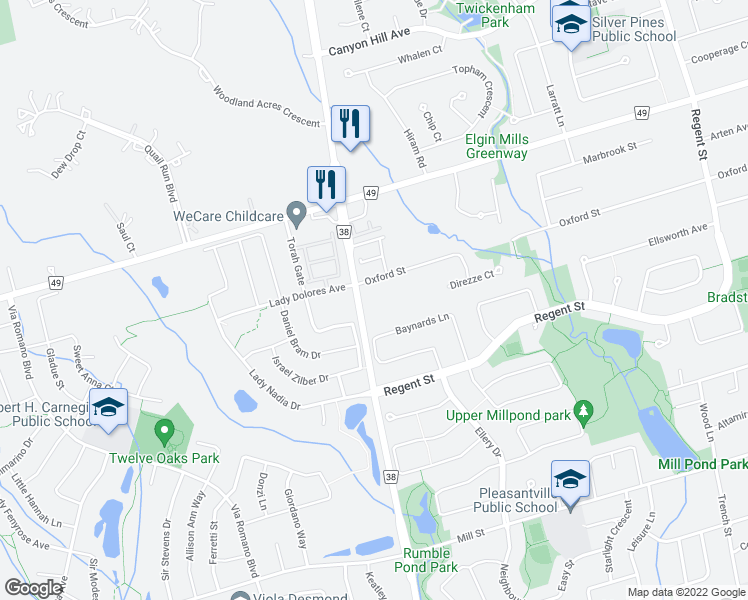map of restaurants, bars, coffee shops, grocery stores, and more near 10675 Bathurst Street in Richmond Hill