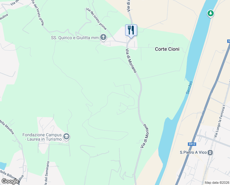 map of restaurants, bars, coffee shops, grocery stores, and more near 213 via di Santarlascio in Lucca