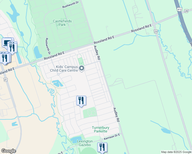 map of restaurants, bars, coffee shops, grocery stores, and more near in Ajax