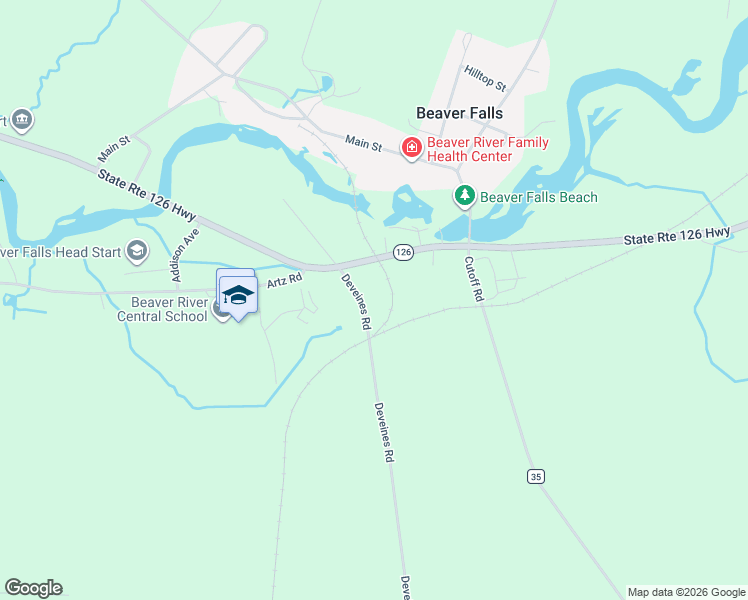 map of restaurants, bars, coffee shops, grocery stores, and more near 9314 Deveines Road in Castorland