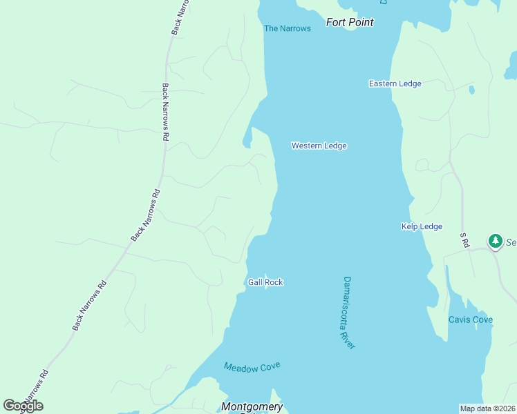 map of restaurants, bars, coffee shops, grocery stores, and more near 55 Sandy Cove Road in Boothbay