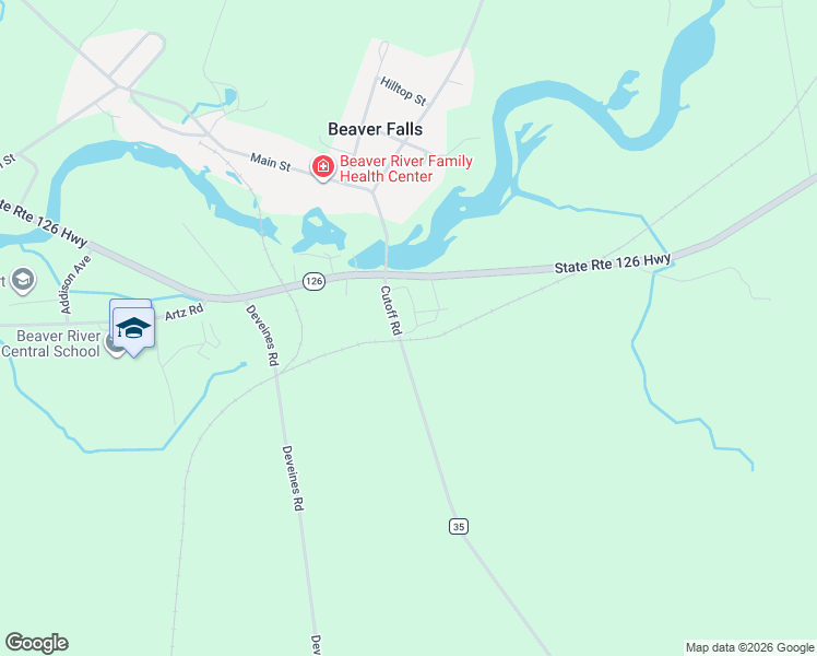 map of restaurants, bars, coffee shops, grocery stores, and more near 6604 Martin Street in Castorland