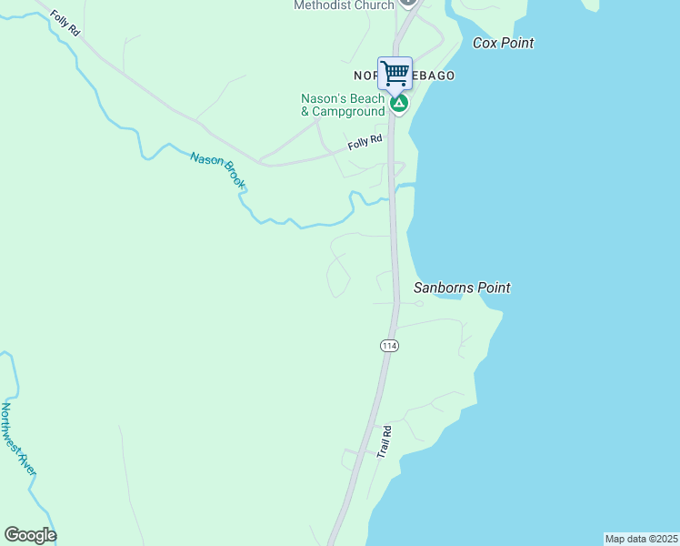 map of restaurants, bars, coffee shops, grocery stores, and more near 16 Autumn Lane in Sebago