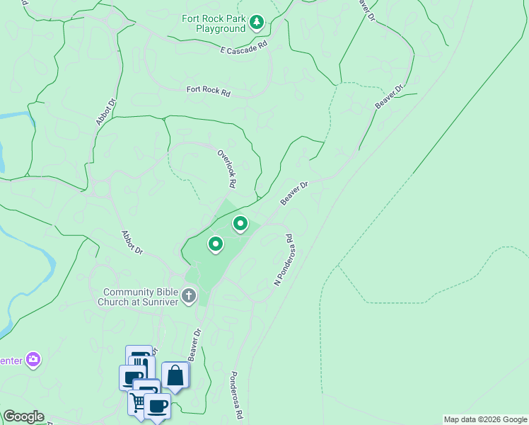 map of restaurants, bars, coffee shops, grocery stores, and more near 57285 Stag Lane in Sunriver