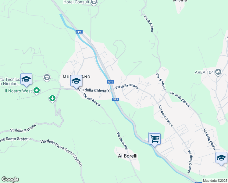 map of restaurants, bars, coffee shops, grocery stores, and more near 4280 Via per Camaiore in Lucca