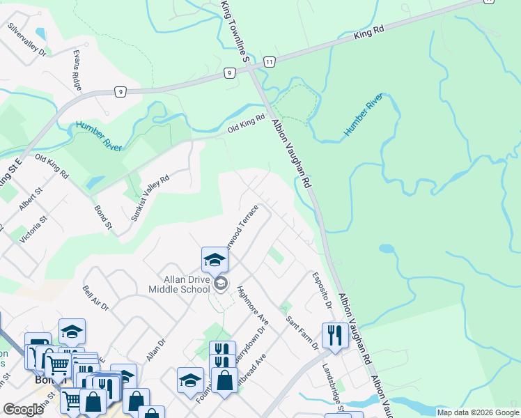 map of restaurants, bars, coffee shops, grocery stores, and more near 97 Riverwood Terrace in Bolton