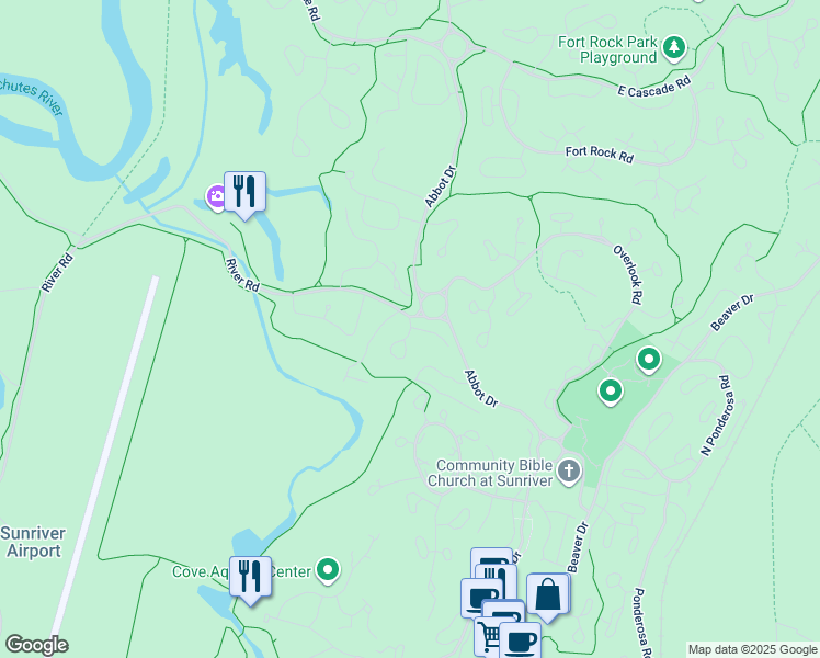 map of restaurants, bars, coffee shops, grocery stores, and more near 71 Meadow Houses 66-90 in Bend