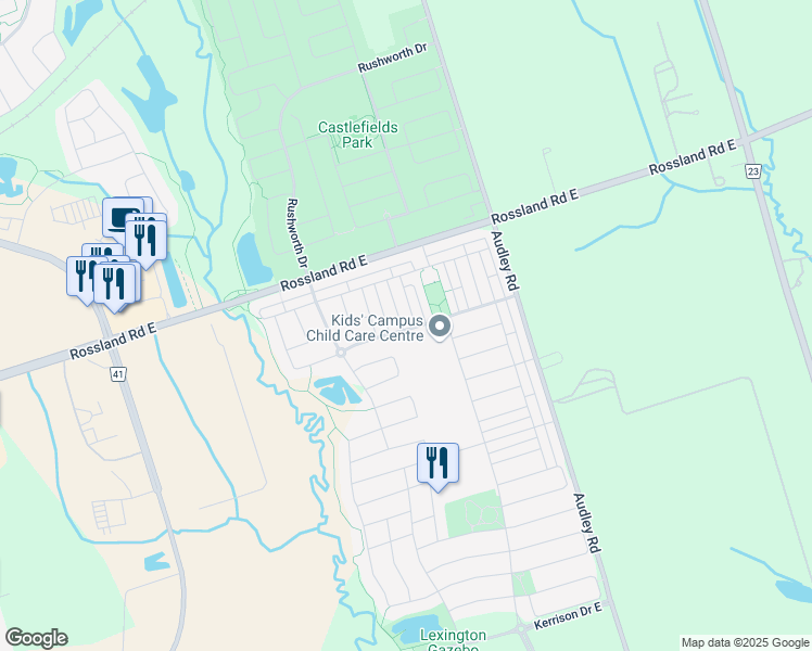 map of restaurants, bars, coffee shops, grocery stores, and more near in Ajax