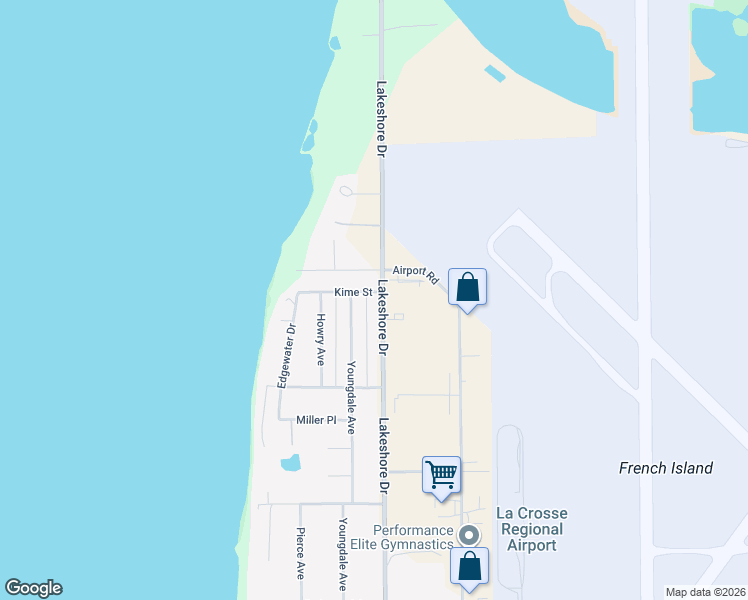 map of restaurants, bars, coffee shops, grocery stores, and more near 3151 Lakeshore Drive in La Crosse