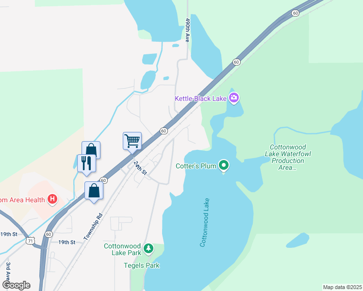 map of restaurants, bars, coffee shops, grocery stores, and more near 2655 Cottonwood Lake Drive in Windom