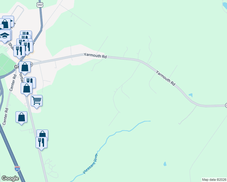 map of restaurants, bars, coffee shops, grocery stores, and more near 28 Woodcock Drive in Gray