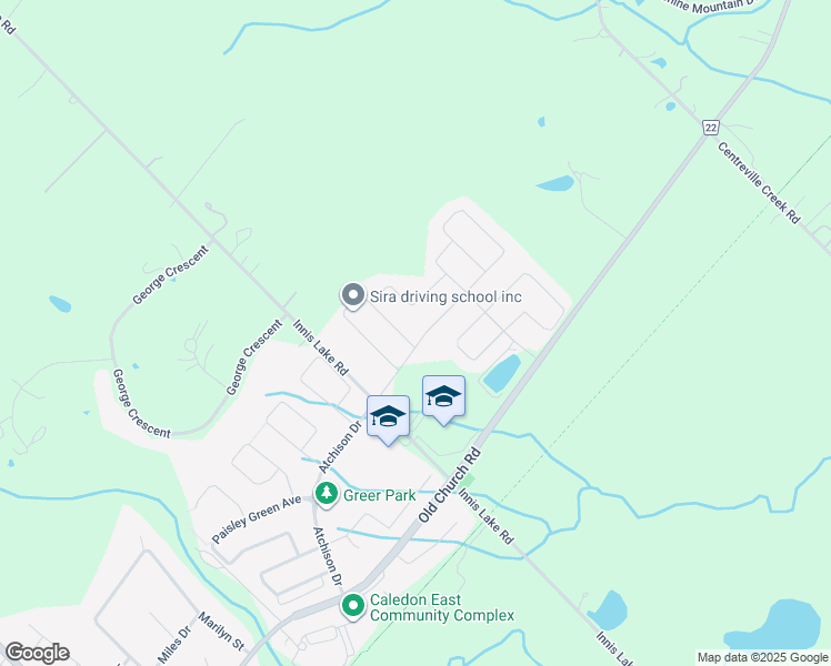 map of restaurants, bars, coffee shops, grocery stores, and more near 30 Albert Spencer Avenue in Caledon East