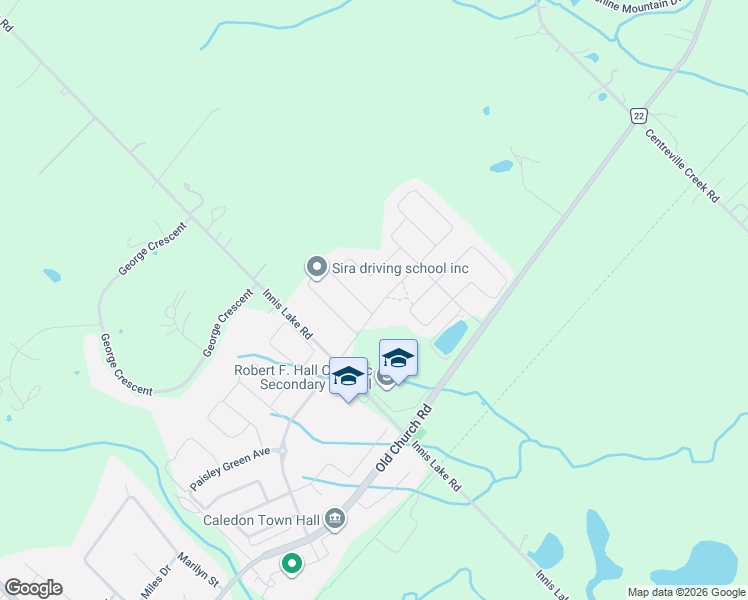 map of restaurants, bars, coffee shops, grocery stores, and more near 30 Albert Spencer Avenue in Caledon East