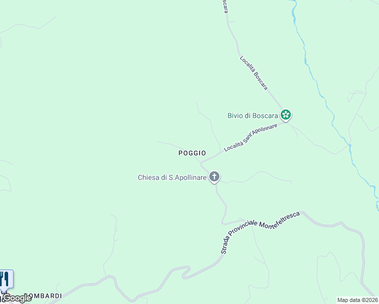 map of restaurants, bars, coffee shops, grocery stores, and more near 287/A Via Poggio in Rimini