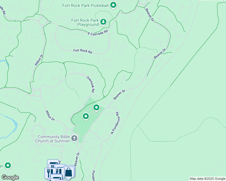 map of restaurants, bars, coffee shops, grocery stores, and more near 57372 Beaver Drive in Sunriver